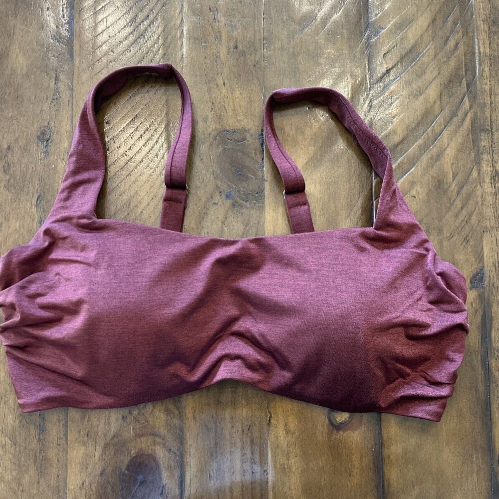 Athleta Square Neck Bra Cup Bikini Top coffeeberry/maroon Underwire 36D/DD